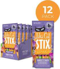 Tiki Cat Stix Mousse Treats, Single Serve Indulgent Lickable Treat or Dry Food Topper, Variety Pack with Salmon, Chicken, and Tuna