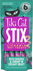 Tiki Cat Stix Mousse Treats, Single Serve Indulgent Lickable Treat or Dry Food Topper, Chicken and Shrimp in Creamy Gravy