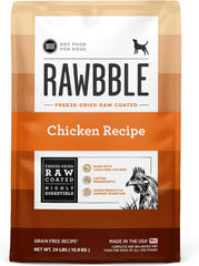 BIXBI Rawbble Dry Dog Food, Chicken, 24 lbs - USA Made with Fresh Meat - No Meat Meal & No Corn, Soy or Wheat - Freeze Dried Raw Coated Dog Food - Minimally Processed for Superior Digestibility