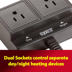 Exo Terra Thermostat for Reptile Terrariums with Day and Night Timer and Dual Receptacles