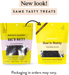Bocce's Bakery Bac'N Nutty Training Treats for Dogs, Wheat-Free Dog Treats, Made with Real Ingredients, Baked in The USA, All-Natural & Low Calorie Training Bites, PB & Bacon Recipe, 6 oz