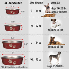 Loving Pets Bella Dog Bowls- Stainless Steel Dog & Cat Bowls - Spill Proof Dog Food Bowl, Cat Bowl, Puppy Essentials & Pet Supplies Great for Home & Travel
