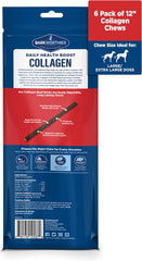 Barkworthies Plain Collagen Sticks - 12 Inch 6 Count (Pack of 1) - Long-Lasting, Single Ingredient