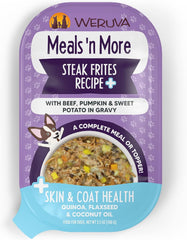 Weruva Meals 'n More Natural Wet Dog Food, Steak Frites Dinner Plus Skin & Coat Health (Pack of 12)
