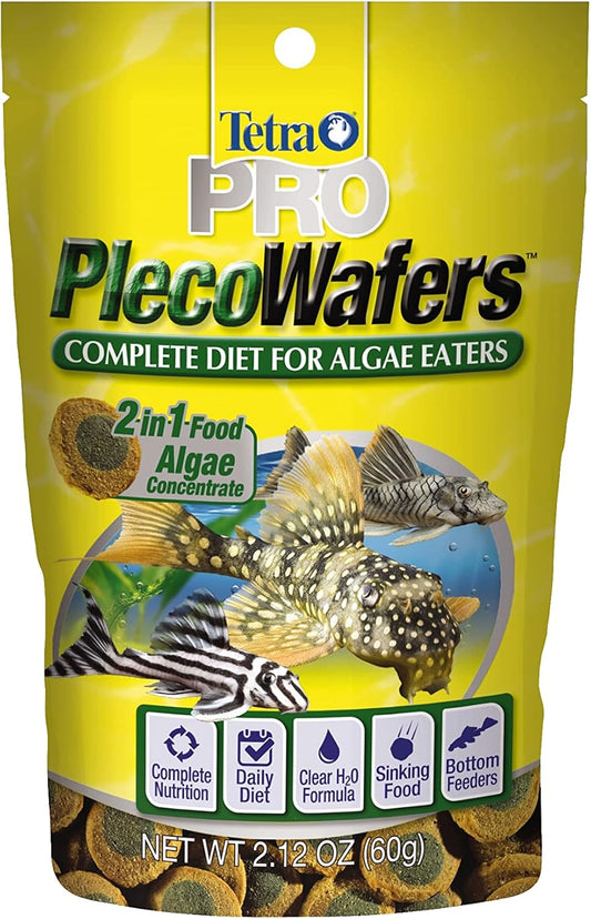 Tetra PRO PlecoWafers, Nutritionally Balanced Vegetarian Fish Food, Concentrated Algae Center, Golds & Yellows, Model Number: 16447