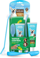 TropiClean Fresh Breath Oral Care Kit - Soft Bristle Finger Toothbrush - Dog Tooth Brushing Kit -
