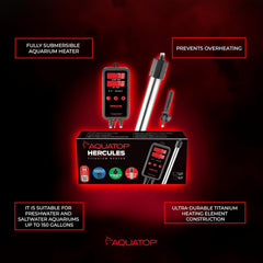 Aquatop Hercules Titanium Heater with Digital Controller – for 300-Gallon Tanks – Adjustable Temperature – for Fresh & Saltwater Aquariums