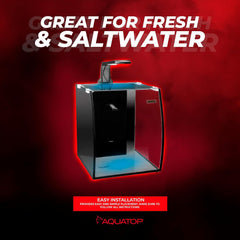 Aquatop Vertical Bowfront Glass Aquarium – All-in-One Tank with Filter and LED Light, High Clarity Glass for Freshwater & Saltwater