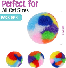 Ethical SPOT Kitty Yarn Puffs Colorful Woolen Yarn Cat Toy Contains Catnip 1.5" Pack of 4 Pet