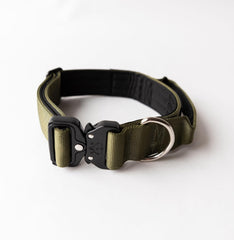 Operation Good Boy Tactical Collar (Green) - Durable & Strong - Includes Quick Release Buckle and Military Grade Handle - Veteran Owned and Operated