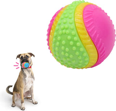 SPOT Sensory Ball for Soft Chewers - Stimulates All 5 Senses, Bell & Squeaker Sounds, Raised Nubs Clean Teeth, High Contrast Fetch Toy, Beef Scented, Durable TPR Rubber Ball, 3.25-inch