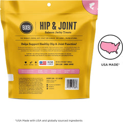 BIXBI Hip & Joint Support Salmon Jerky Dog Treats - USA Made Grain Free Dog Treats - Glucosamine, Chondroitin for Dogs - High in Protein, Antioxidant Rich, Whole Food Nutrition, No Fillers