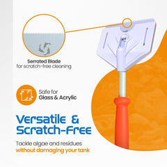 Flipper Cleaner FL!PPER Flipper Platinum Aquarium Algae Scraper | Glass & Acrylic Tank Cleaner with Serrated Blade for Efficient Aquarium Maintenance