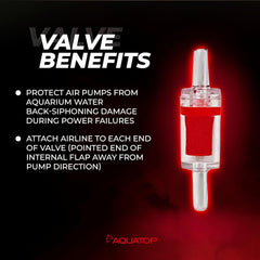 Aquatop Aquarium Air Check Valve – Prevents Backflow, Compatible with CAF-60 and CAF-180 Sponge Filters, Features Adjustable Air Intake and Regulator