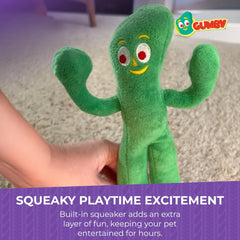 Multipet Gumby Dog Plush Toy - Squeaky Toy for All Dogs - Extra Soft Plush w/ Flexible Legs & Arms - Stuffed Animal for Cuddling & Playing - Cute Dog Pet Toy (9", Green)