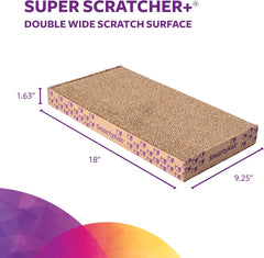 SmartyKat Super Scratcher+ Corrugated Cat Scratcher, Catnip Infusion Technology - Brown, Double Wide