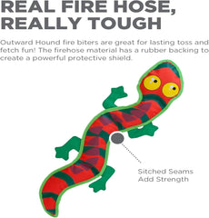 Outward Hound Fire Biterz Gecko Plush Firehose Material Interactive Dog Toy