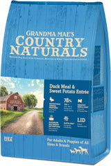 Grandma Mae’s Country Naturals Dry Dog Food, Duck, Sweet Potato & Brown Rice, Slow Cooked & Nutrient Dense, Made in USA, 25 LB Bag