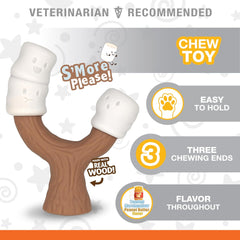 Nylabone Marshmallow Stick Strong Chew Toy for Dogs, Dog Toys for Moderate & Aggressive Chewers, Marshmallow & Peanut Butter Flavor
