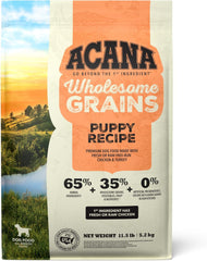 ACANA Wholesome Grains Dry Dog Food, Puppy Recipe, Real Chicken, Eggs and Turkey Dog Food Recipe
