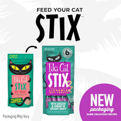 Tiki Cat Stix Mousse Treats, Single Serve Indulgent Lickable Treat or Dry Food Topper, Chicken and Shrimp in Creamy Gravy