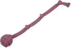 Mammoth Pet Products Extra Flossy Webbing Ball w/Fling Handle Dog Toy,