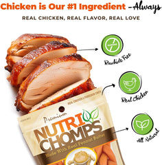 NutriChomps Dog Chews, 6-inch Braids, Easy to Digest, Rawhide-Free Dog Treats, Healthy, 4 Count, Real Peanut Butter Flavor