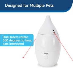 PetSafe Zoom Rotating Laser Cat Toy - Encourages Multi-Cat Play - Dual Red Laser Beams - Motion Toy - Whisper Quiet Operation - Battery Operated