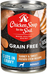 Chicken Soup for the Soul All Natural Premium Grain-Free All Life Stage Wet Dog Food, Real Meat First Ingredient, No By-Products, Turkey & Sweet Potato Stew, 13oz (Pack of 12)