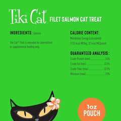 Tiki Cat Filet, All Natural Wild Caught Salmon, Single Ingredient High Moisture Non-GMO Wet Cat Food Topper, for All Life Stages