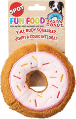 SPOT Fun Food Tasty Donut- Plush Chew Toy with Self Healing Squeaker