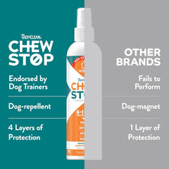 TropiClean No Chew Spray for Home, Better Than Bitter Apple Spray, Safe & Natural Chew Deterrent, Protect Furniture, Wall Corners & More! 8 oz