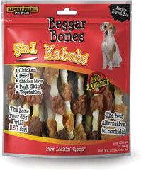 Savory Prime 8062091 8 in. Beggar Bones 5-in-1 Kabobs Grain Free Treat for Dogs 12 oz