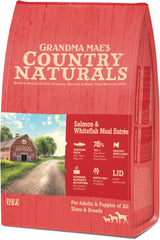 Grandma Mae's Country Naturals Dry Dog Food, Salmon, Whitefish & Brown Rice, Slow Cooked & Nutrient Dense, Made in USA, 24 LB Bag