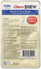 INABA Churu Stew for Cats, Broth Gelée with Shredded Chicken Side Dish Pouch with Vitamin E, 1.4 Ounces per Pouch, 12 Pouches, Chicken & Tuna Recipe