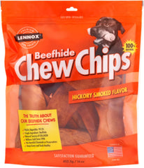 Beefhide Chew Chips Hickory Flavored 1 Pound Bag (Makes a Great Reward or Treat)