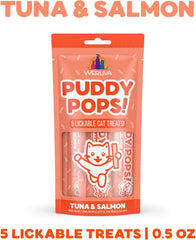 Weruva Puddy Pops, Tuna and Salmon Lickable Cat Treats 0.5oz Tube, Pack of 5