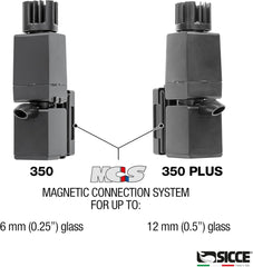 Sicce Shark Mini Aquarium Surface Skimmer 350 up to 40 Gallon Aquariums | 90 GPH Flow Rate Efficient Debris Oil Film Removal Freshwater & Saltwater