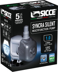 SICCE Syncra Silent 1.0 Multifunction 251 GPH Submersible Water Pump | Italian Made 16W Ultra Quiet Durable Aquarium Fish Tank, Fountain, Pond, Hydroponics, Terrarium Black | Freshwater & Saltwater