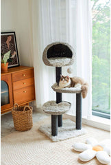 PetPals Group Tundra Modern Handwoven Cat Tree with Paper Rope Scratching Posts, 50" H