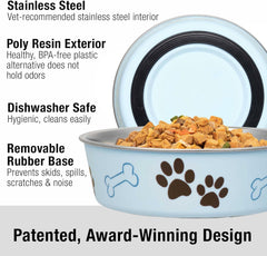 Loving Pets Bella Dog Bowls- Stainless Steel Dog & Cat Bowls - Spill Proof Dog Food Bowl, Cat Bowl, Puppy Essentials & Pet Supplies Great for Home & Travel
