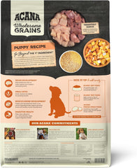 ACANA Wholesome Grains Dry Dog Food, Puppy Recipe, Real Chicken, Eggs and Turkey Dog Food Recipe