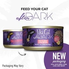 Tiki Cat After Dark Pâté, Beef & Beef Liver, High-Protein and 100% Non-GMO Ingredients, Wet Cat Food for Adult Cats
