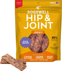 DOGSWELL Jerky Hip and Joint Dog Treats Grain Free Made in USA Only, Glucosamine and Chondroitin, Duck