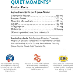NaturVet Quiet Moments Calming Aid Melatonin Dog Supplement – Helps Reduce Stress in Dogs – for Pet Storm Anxiety, Motion Sickness, Grooming, Separation, Travel – 30 Ct. Tablets