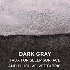 Furhaven 24" Round Calming Donut Dog Bed for Indoor Cats & Small Dogs, Washable, For Dogs Up to 20 lbs - Plush Velvet Waves Hooded Donut Bed