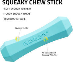 Playology Squeaky Chew Stick Dog Toy for Dogs , All-Natural Peanut Butter Scented