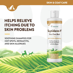 NaturVet Septiderm-V Skin Care Bath Wash for Dogs & Cats – Pet Health Supplement for Dermatitis, Dog Skin Allergies, Itching, Hot Spots – Pet Shampoo
