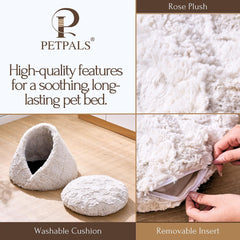 PetPals Cat Bed Made with a Soft Plush Material (Small, Rose Cradle)