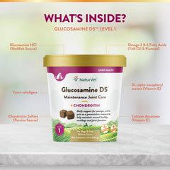 NaturVet Glucosamine DS Level 1 Maintenance, Joint Care Support Supplement for Dogs and Cats, Soft Chews, Made in The USA